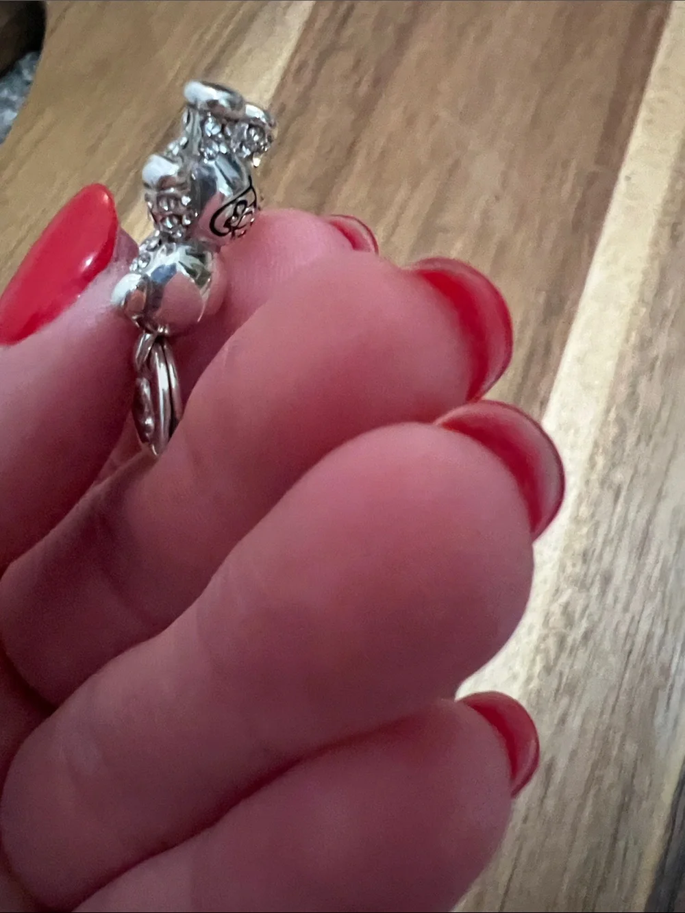 Brighton Silver Crystal Teddy Bear Charm - Clear Rhinestones